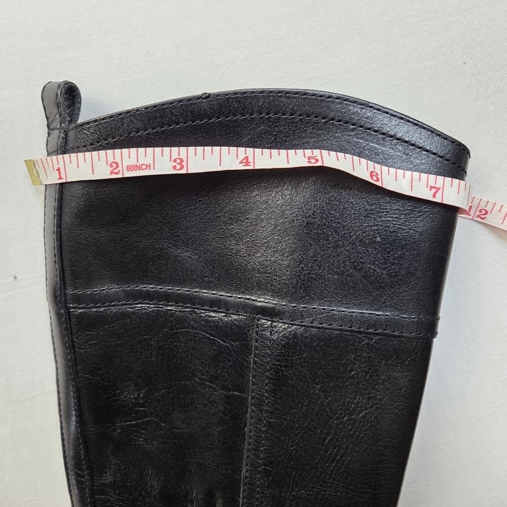 Tory Burch Black Leather Riding Boots 7.5M Gold Logo Hardware Equestrian Tall - Picture 10 of 15